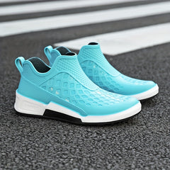 Men Low Top Block Rain Boots Waterproof Non slip Rain Shoes