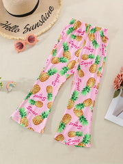 3pcs Girls Fruits Print Flared Pants Set for Kids