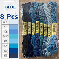 8pcs Embroidery Thread Cross Stitch Floss Kit DIY Sewing Th