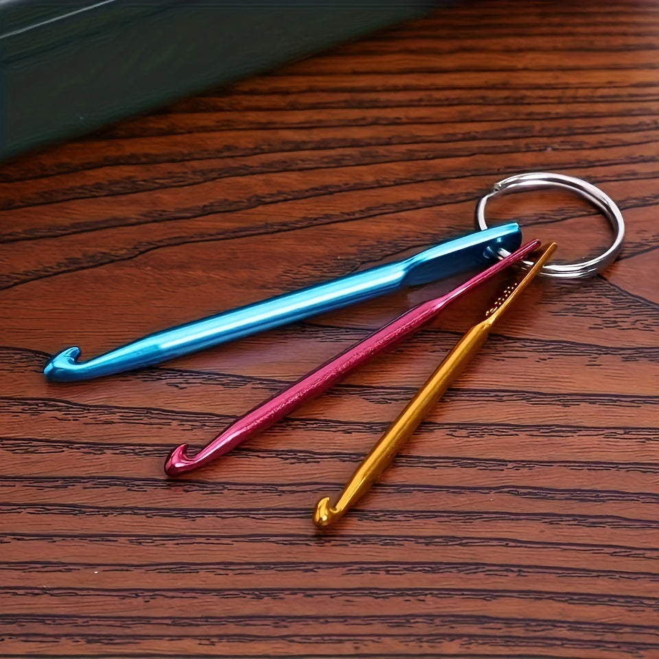 3pcs Crochet Needles Mini Aluminum Keychain DIY Crafts Tools Random