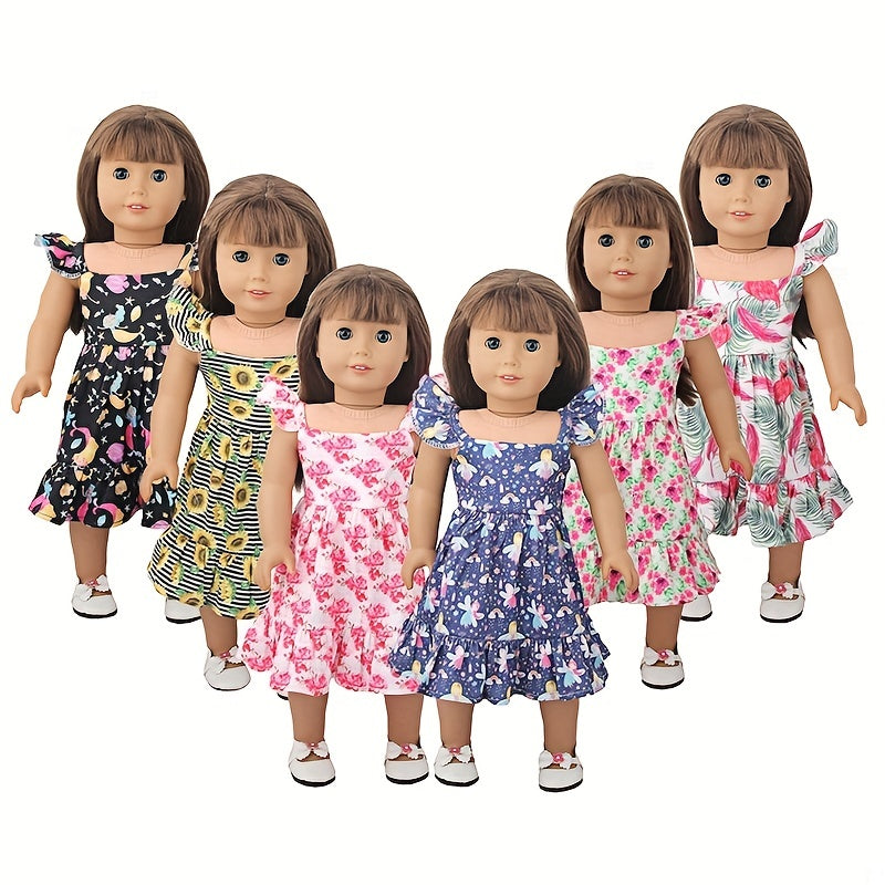 Doll Clothes 45 72 Cm Flying Sleeve Print Dress
