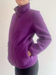 Fleece Liner Jacket Mock Neck Zipper Long Sleeve Sports Coat