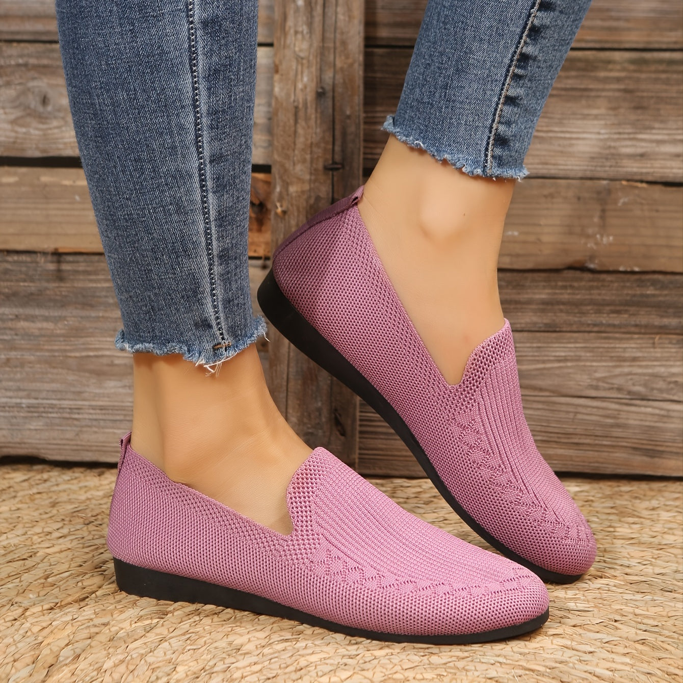 Women's Knitted Sock Loafers Breathable Slip On Shoes