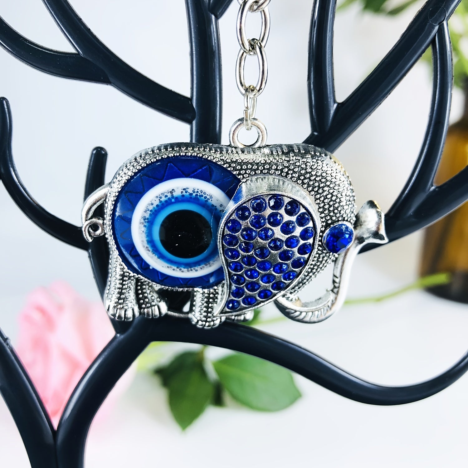 Evil Eye Elephant Keychain Lucky Charm Car Bag Pendant