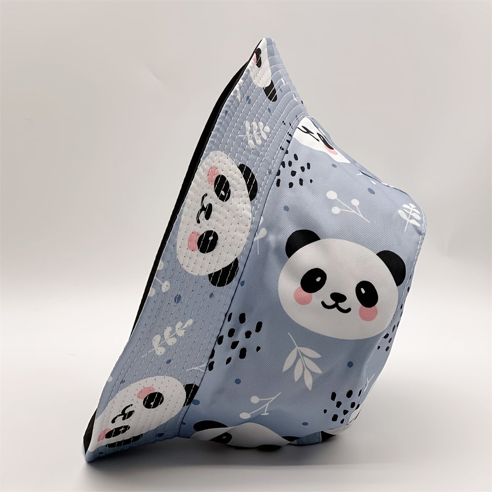 Panda Print Bucket Hat Summer Lightweight Sunscreen Reversible Fisherman Cap
