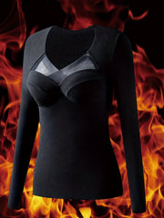 Mesh Stitching Thermal Long Sleeve Top Women's Lingerie