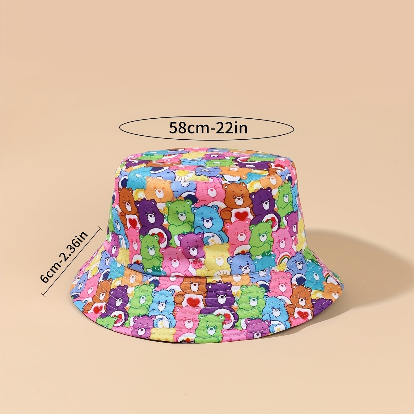 1pc Bear Bucket Hat Double sided Wearable Sunshade Sunscreen