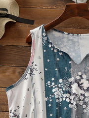 Floral Print Notched Neck Tank Top