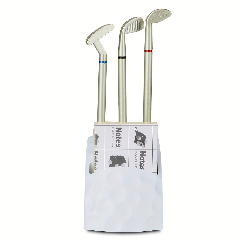 Golf Pen Set Mini Golf Stand Golf Putter Pen Tabletop Decoration With 3Pcs Pens