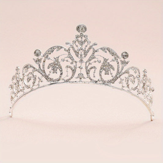 Baroque Style Rhinestone Crown Tiara Wedding Bridal Hair Accessory