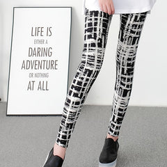 Plaid Printed Yoga Cropped Pants High Waist Stretchy Workout Outwear Pants Women