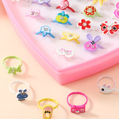 36 Girls Cartoon Multicolor Rings Random Style