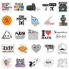 50pcs Math Sticker Phone Laptop Water Cup Waterproof Decoration Sticker
