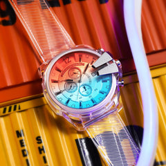 KUERST Acrylic Quartz Watch Waterproof Chronograph Sports Wrist Watch