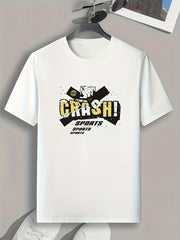 Crash Print Men's Comfy T-shirt for Outdoor Summer