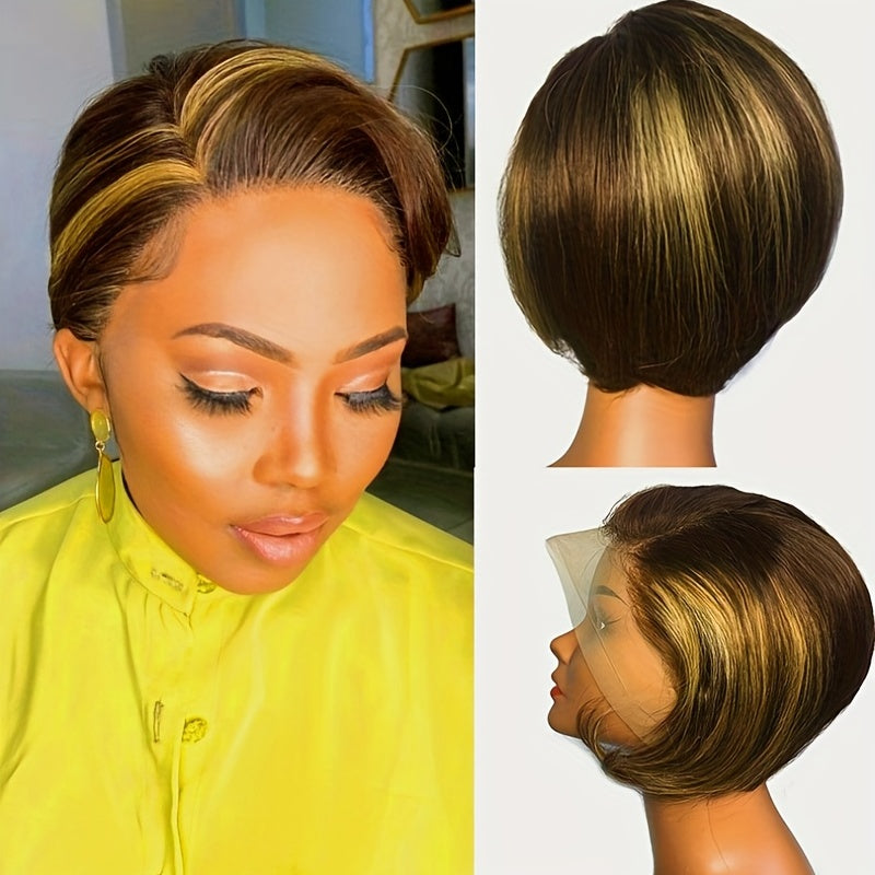 HD Lace Front Human Hair Bob Wig with Baby Hair Pre Plucked Pixie Cut