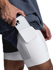 Men's Loose Solid Active Shorts With Pockets Drawstring 2 In 1 Shorts