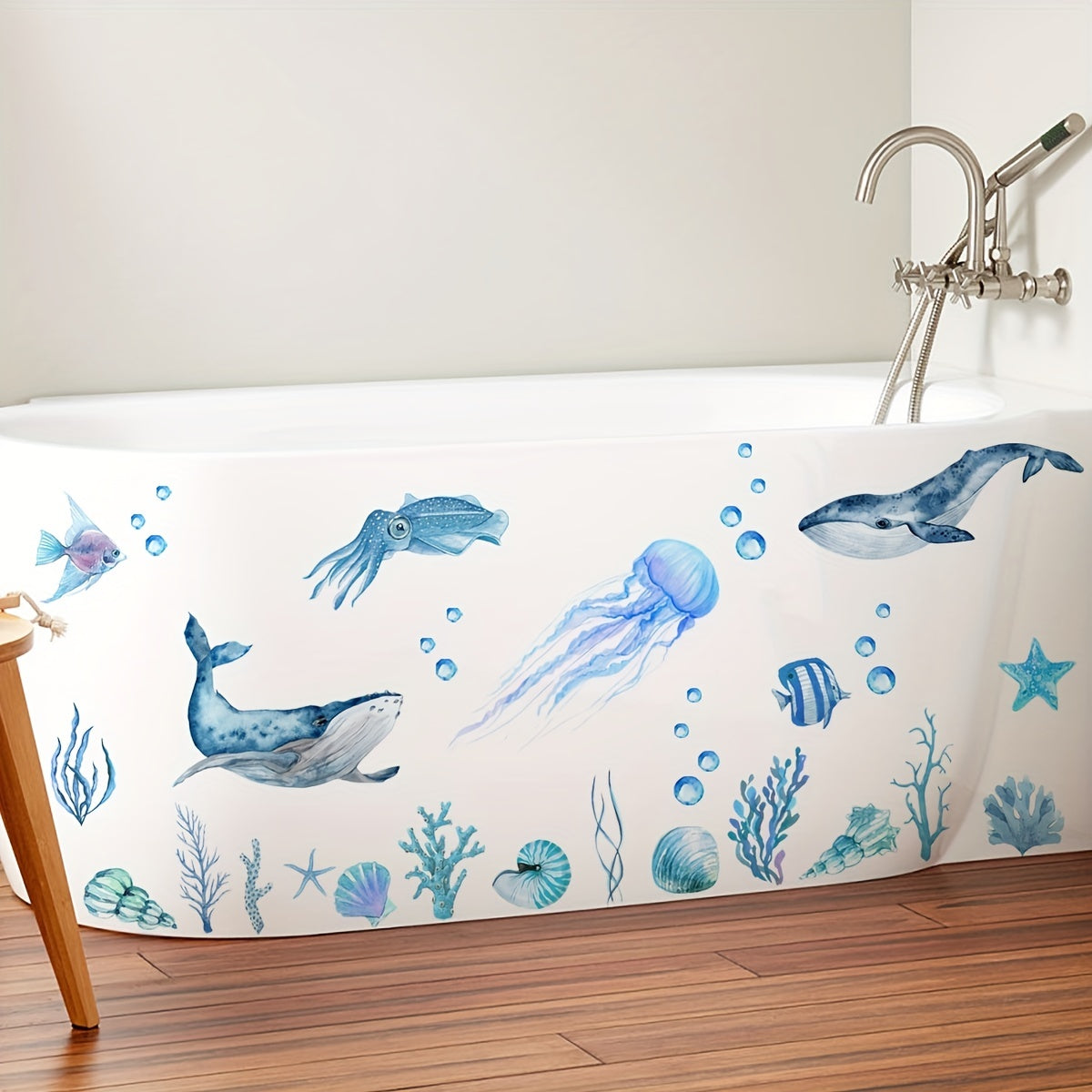 2pcs Bathtub Sticker Waterproof Self-adhesive Removable Wall Decals