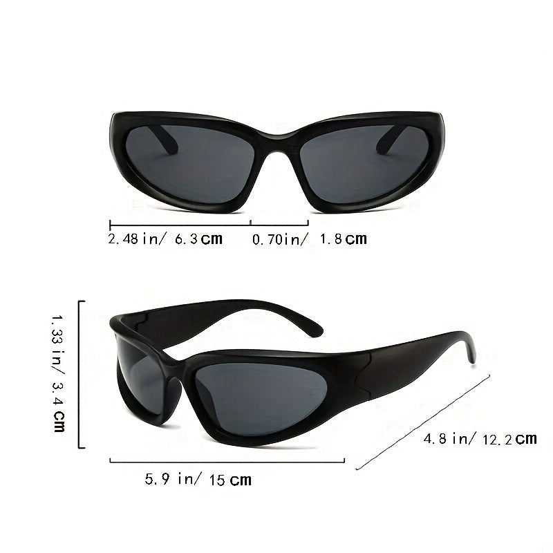 Y2K Classic Punk Sunglasses Women Steampunk Oval Wrap Around Sunglasses