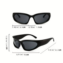 Y2K Classic Punk Sunglasses Women Steampunk Oval Wrap Around Sunglasses