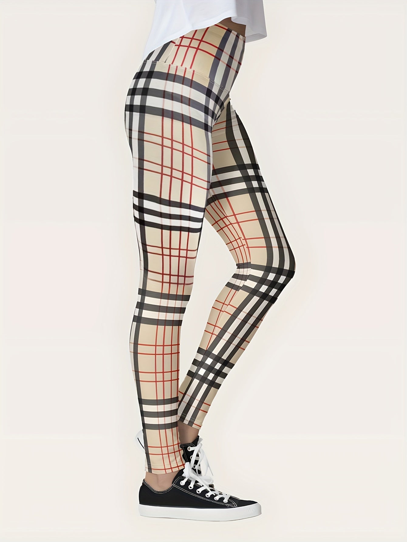Checkerboard Pattern High Waist Yoga Leggings Fitness Pants