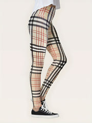 Checkerboard Pattern High Waist Yoga Leggings Fitness Pants