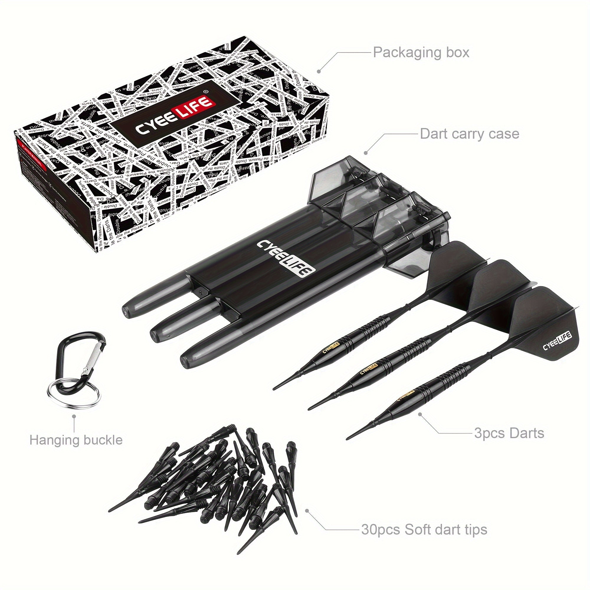 CyeeLife 18g Soft Tip Darts Set with Carry Case & 30 Extra Points