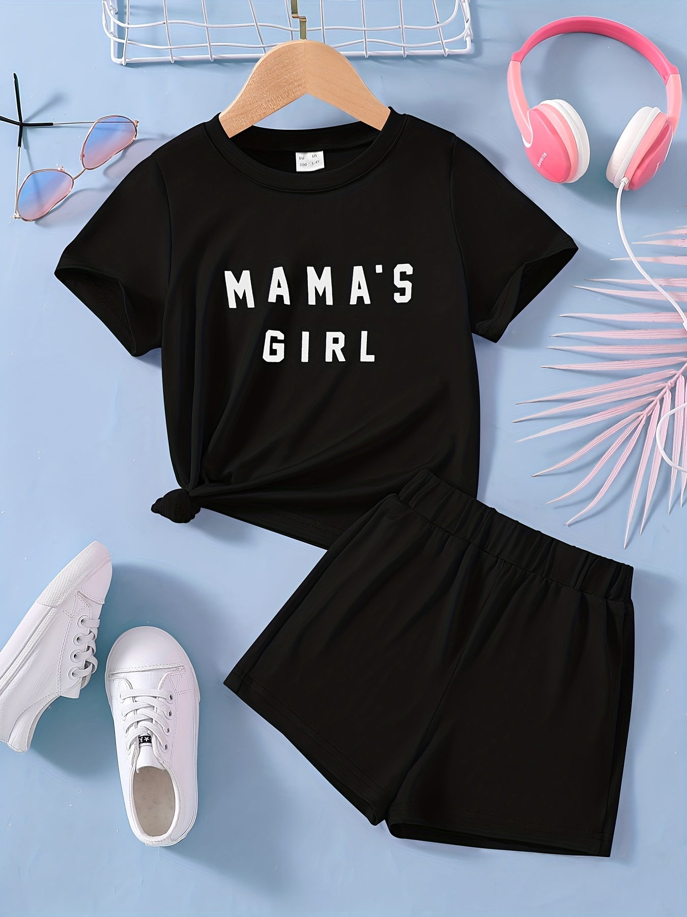 2pcs Toddler Girls MAMA'S GIRL T Shirts & Shorts Set