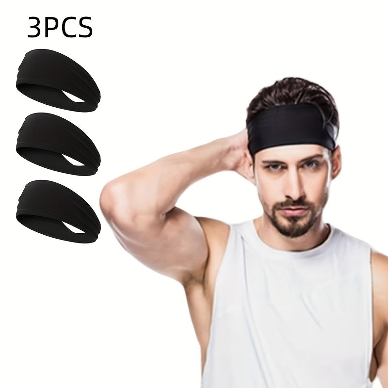 3pcs Elastic Sweat Absorbent Headbands for Men & Women