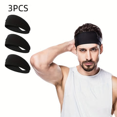 3pcs Elastic Sweat Absorbent Headbands for Men & Women