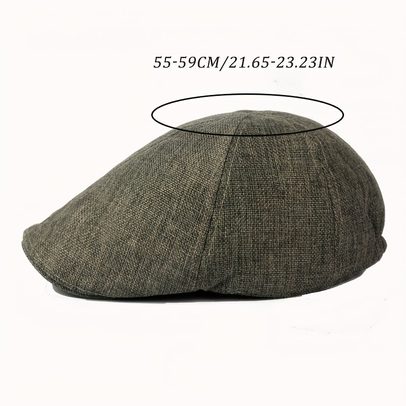 Men Summer Breathable Beret Soft Cotton Linen Hat Vintage Newsboy