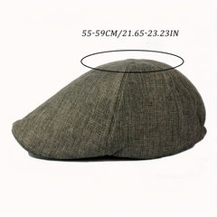 Men Summer Breathable Beret Soft Cotton Linen Hat Vintage Newsboy