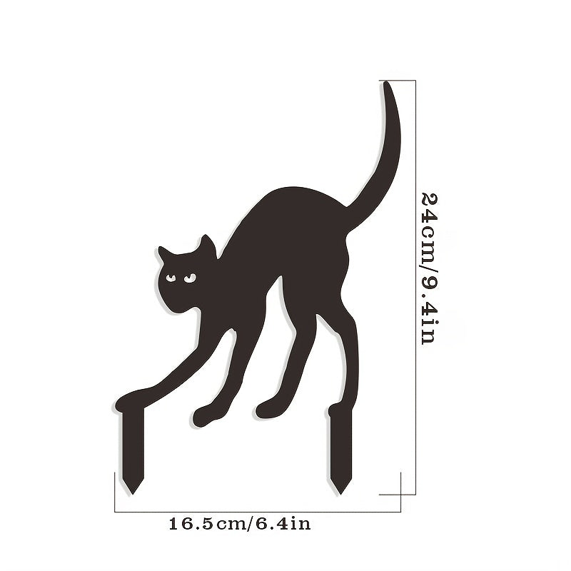 Halloween Garden Witch Cat Silhouette Pile Statue
