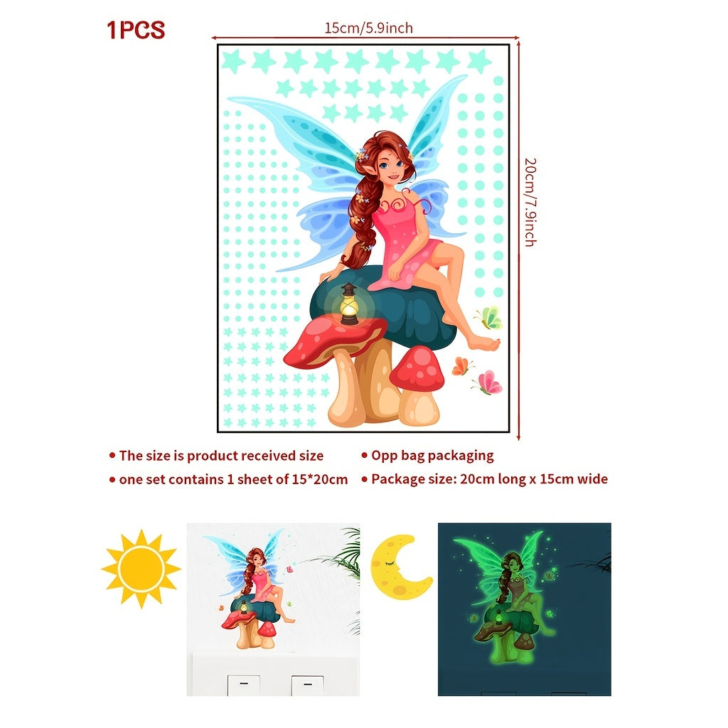 1pc Green Luminous Mushroom Fairy Tale Switch Sticker