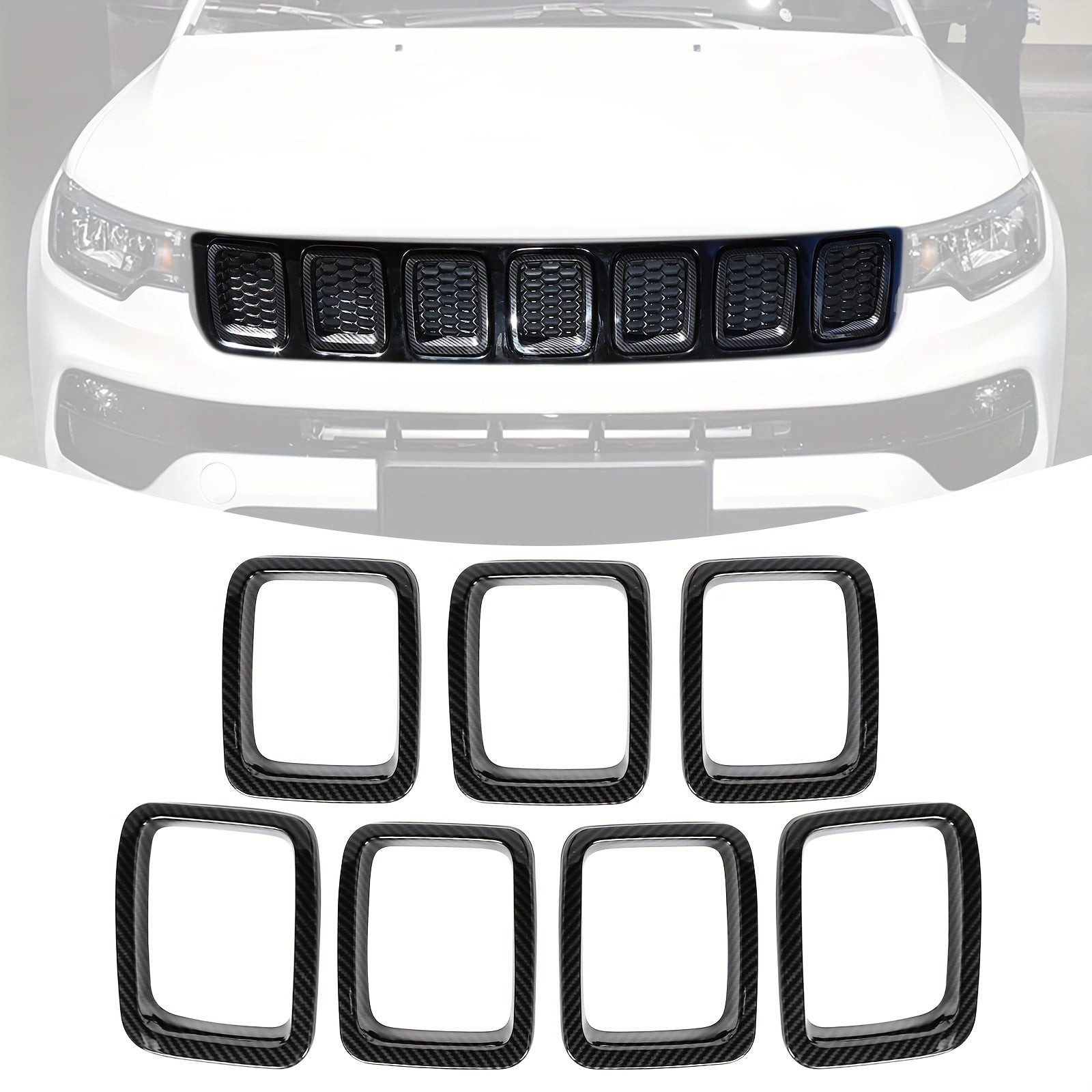 7pcs Grille Inserts Grill Cover Protective Casing Exterior Accessories