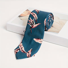 Leaf Print Unisex Tie Casual Shirt Bow