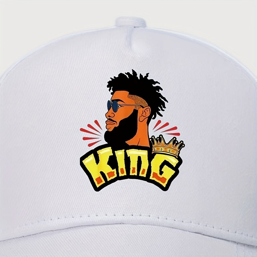 Printed KING Baseball Cap Casual Retro Cotton Adjustable Peaked Cap