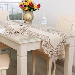 Polyester Table Runner Floral Pattern Solid Table Cover Holiday Decoration