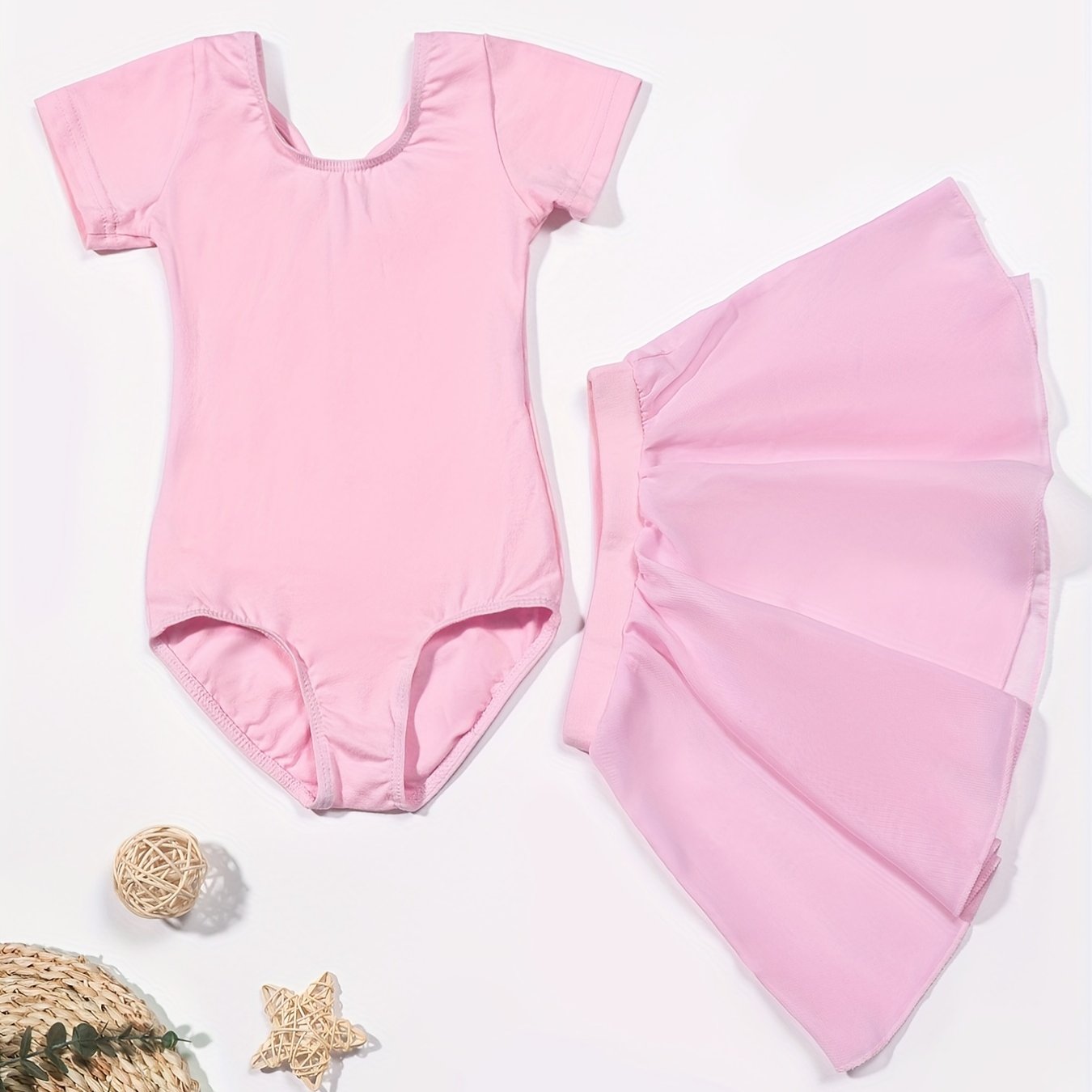 Toddler Girls Workout Dance Dress Set Cross Strap Backless Onesie & Short Skirt