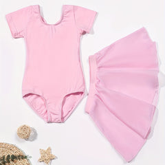 Toddler Girls Workout Dance Dress Set Cross Strap Backless Onesie & Short Skirt