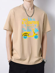 Men's Motor Pattern T Shirt Regular Fit Crew Neck Short Sleeve Casual Top