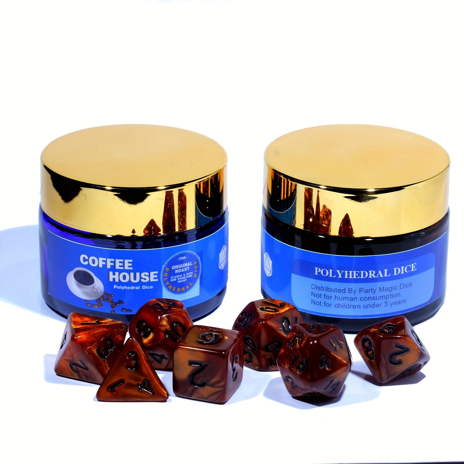 Coffee Dice Set w/ Bottle for Tabletop Games