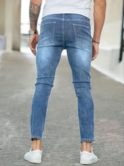 Slim Fit Ripped Jeans Mens Distressed Stretch Denim Pants