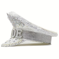 Faux Pearl Bride Captain Hat Rhinestone Sequin Decor Bachelorette Party