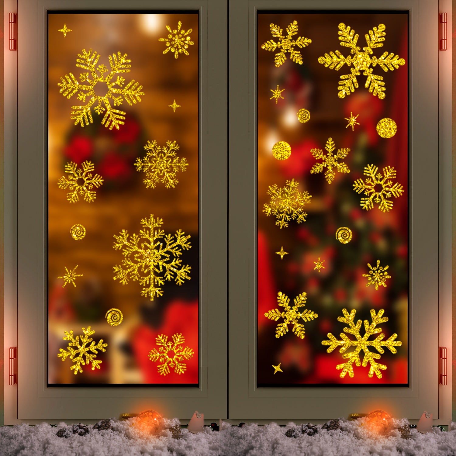 Glitter Snowflake Window Clings Set