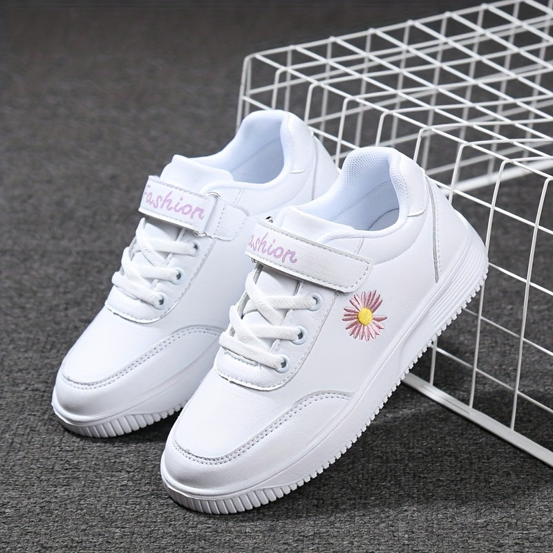 Girl's Flower Pattern Skate Shoes Non Slip Casual Sneakers