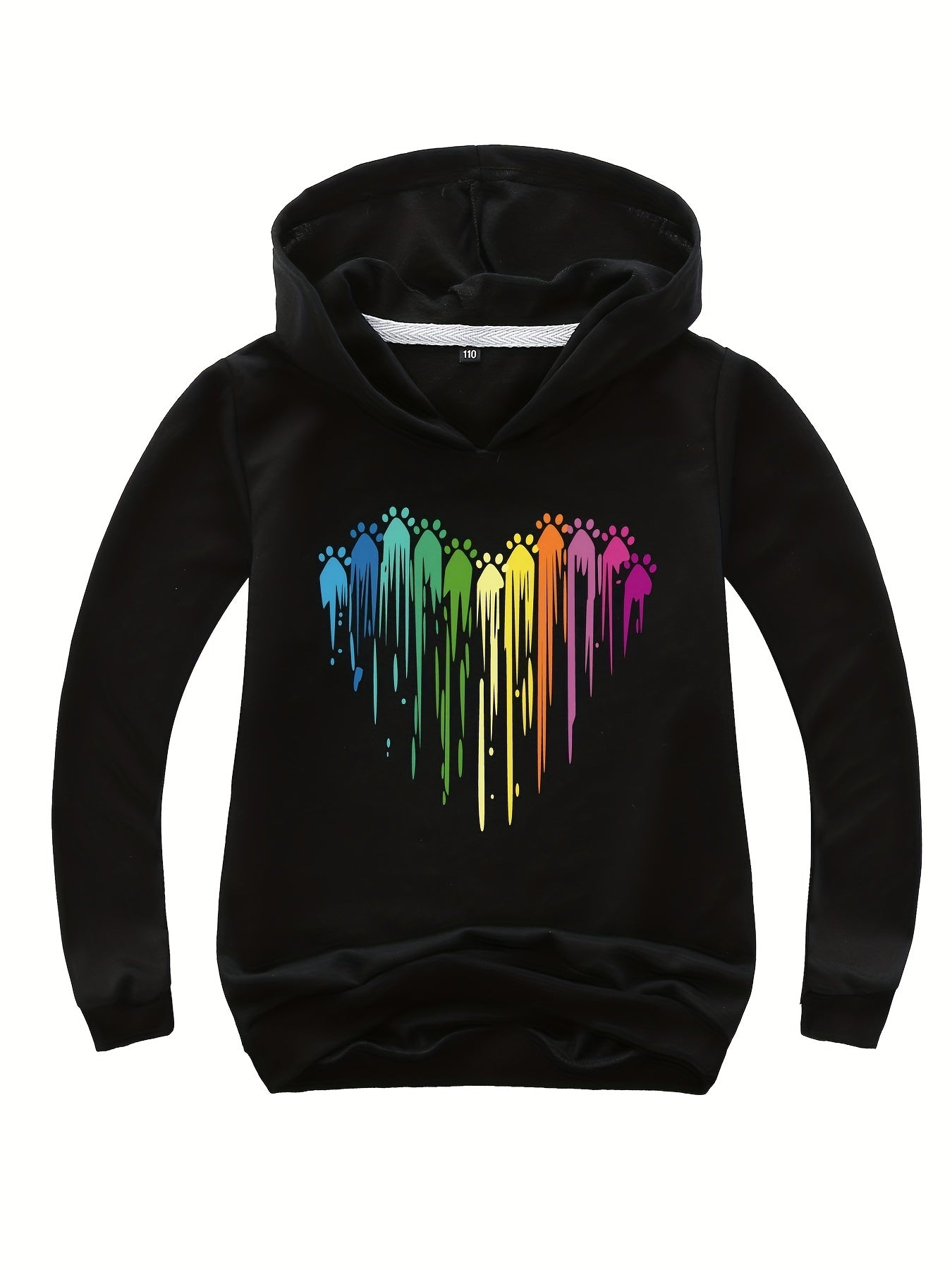 Cozy Heart & Paw Print Hoodie Pullover for Kids