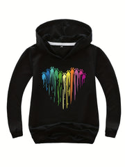 Cozy Heart & Paw Print Hoodie Pullover for Kids