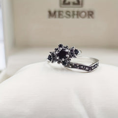 Unisex Gothic Moon Engagement Ring Set Anniversary Gift Jewelry