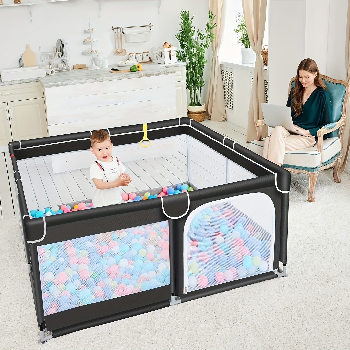 BAIYI Baby Playpen For Toddler Safe Large Play Yard Baby Gate